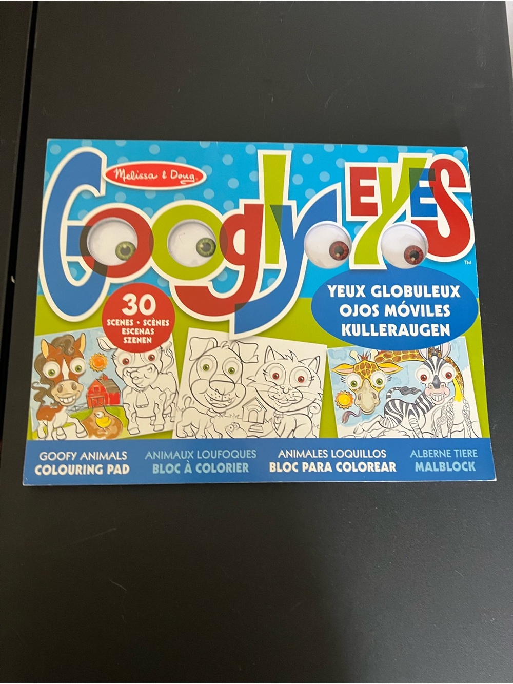 Melissa & Doug Googly Eyes Goofy Animals Colouring Pad - Blue, Green, Red, White